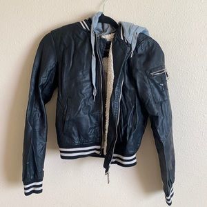 Bomber faux leather jacket